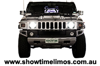 Awesome Black Hummer Perth with neon led interior, dvd screens, party interior, for Bucks parties, winery tours in Perth or for all charter driven occasions